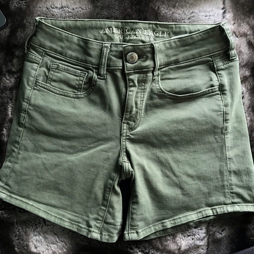 Green Jean Shorts